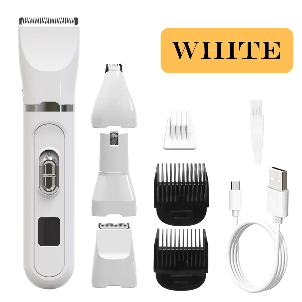 4-In-1 Pet Grooming and Care Set 4Different Blades Pet Hair Shaver Low Noise Pet Clippers Rechargeable Cordless Safe Dog Trimmer