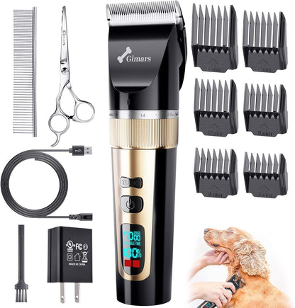 Professional 7000Rpm Low Noise 55Db Cordless Rechargeable Dog Clippers, 3.0 Motor Powerful Dog Long Hair Trimmer Grooming Shaver Kit, Electric Pet Hair Clippers for Cat, Horse