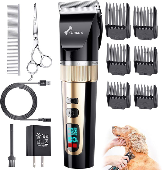 Professional 7000Rpm Low Noise 55Db Cordless Rechargeable Dog Clippers, 3.0 Motor Powerful Dog Long Hair Trimmer Grooming Shaver Kit, Electric Pet Hair Clippers for Cat, Horse