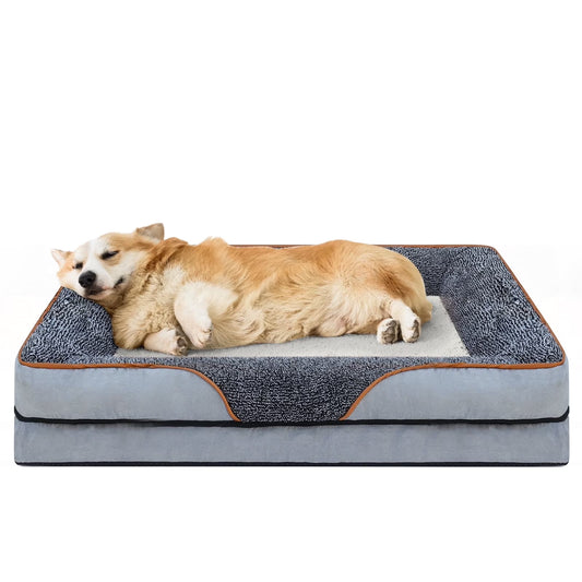 Dog Beds for Large Medium Small Dogs Orthopedic Pet Bed Sofa Supportive Egg Crate Foam Animal Couch with Removable Washable Cover Non Skid Bottom S to XL