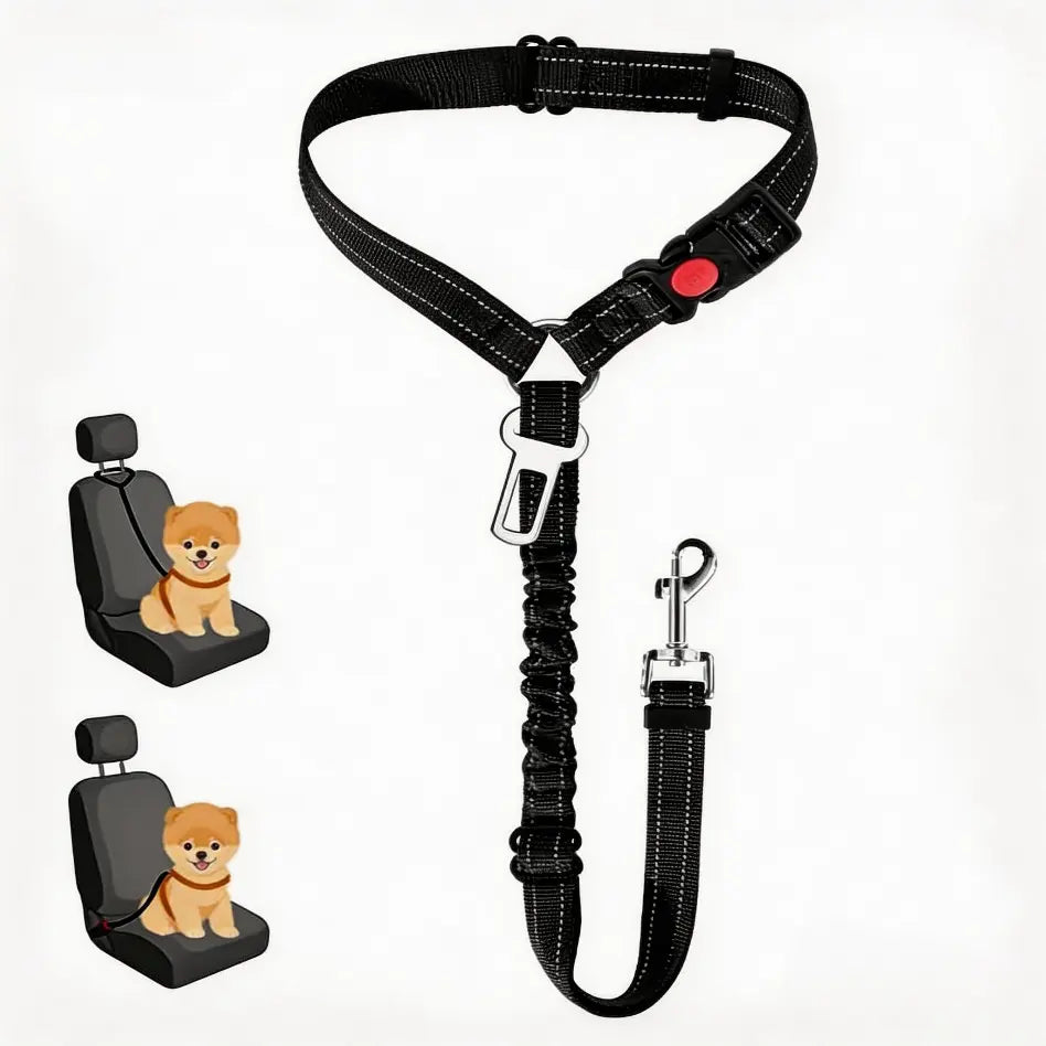 Headrest Dog Car Safety Seat Belt, Adjustable Length Multifunctional Car Safety Belt Leash, Spring Car Travel, Dog Owners Drive with Peace of Mind