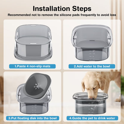 70Oz/2L Dog Water Bowl, Dog Bowl No Spill Large Capacity Slow Water Feeder, Spill Proof Pet Water Dispenser Vehicle/Outdoor/Indoor Drinking Water Bowl for Dogs and Cats