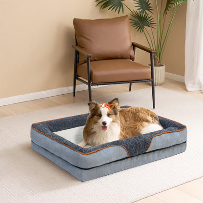 Dog Beds for Large Medium Small Dogs Orthopedic Pet Bed Sofa Supportive Egg Crate Foam Animal Couch with Removable Washable Cover Non Skid Bottom S to XL