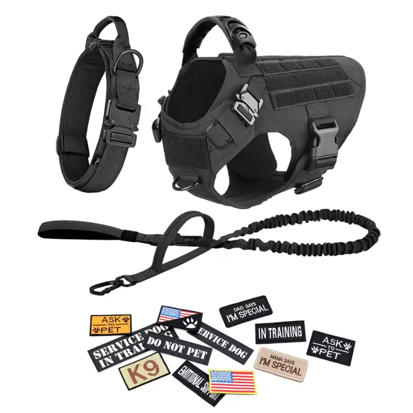 Tactical Dog Harness Leash Collar Set Large Dogs #Summervibes #Petlovers German Shepherd Malinois Training Walking Vest for All Breeds Dog