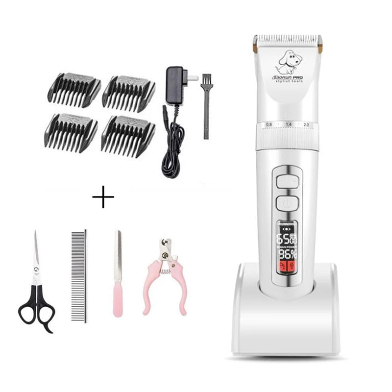 Baorun P9 Rechargeable Professional Pet Dog Animal Shaver Hair Cutter Trimmer Electrical Grooming Clipper Low Noise Cats Haircut