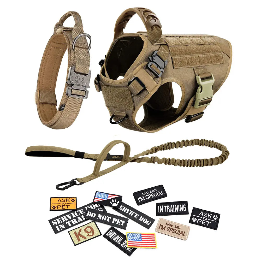Tactical Dog Harness Leash Collar Set Large Dogs #Summervibes #Petlovers German Shepherd Malinois Training Walking Vest for All Breeds Dog