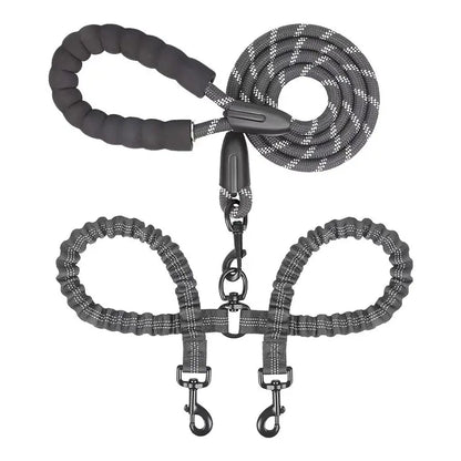 Dual Dog Leash, 360° Swivel Striped Pet Leash with Tangle-Free Design, Detachable Feature, Comfortable Grip for 2 Dogs’ Walking & Training, Arm Relief,Summervibes
