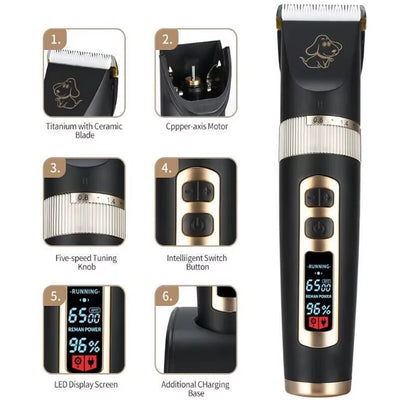 Baorun P9 Rechargeable Professional Pet Dog Animal Shaver Hair Cutter Trimmer Electrical Grooming Clipper Low Noise Cats Haircut