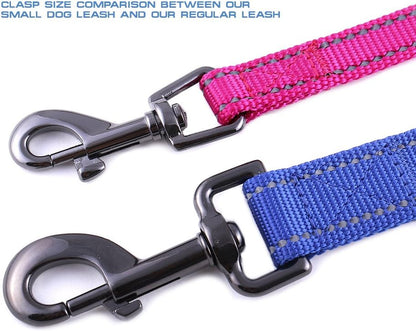 Small Dog Reflective Nylon Leash - Donate a Leash to Dog Rescue for Each Sold (Black, 4X5/8)