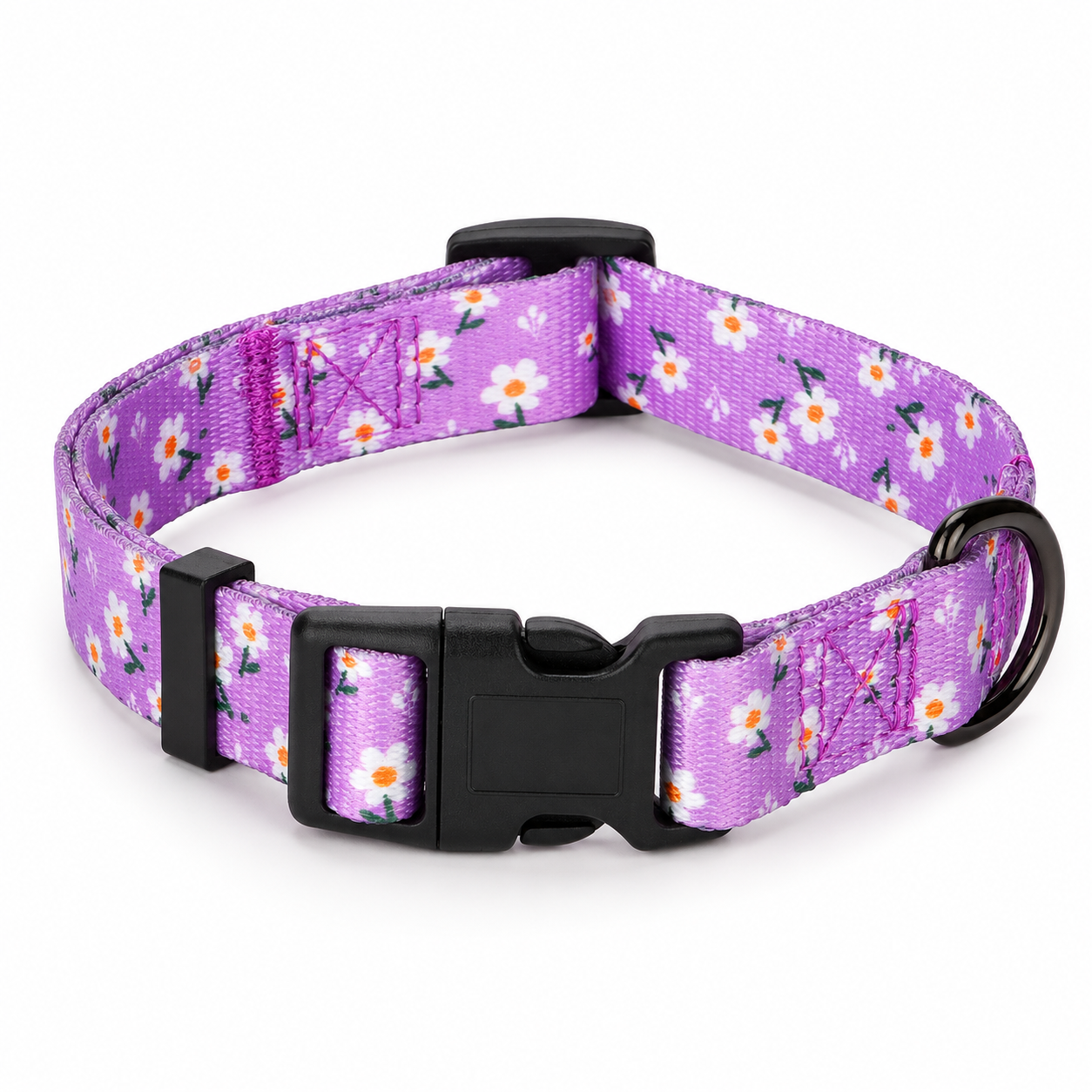 Daisy Girl Dog Collars, Floarl Design for Small Dogs, Purple