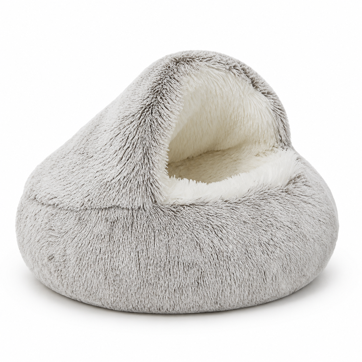 2-in-1 Plush Pet Cave Bed – Warm Soft Cat & Small Dog Sleeping Nest