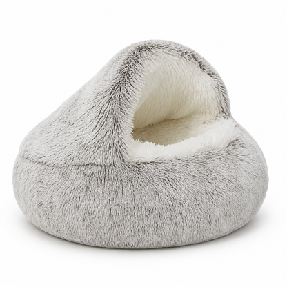 2-in-1 Plush Pet Cave Bed – Warm Soft Cat & Small Dog Sleeping Nest