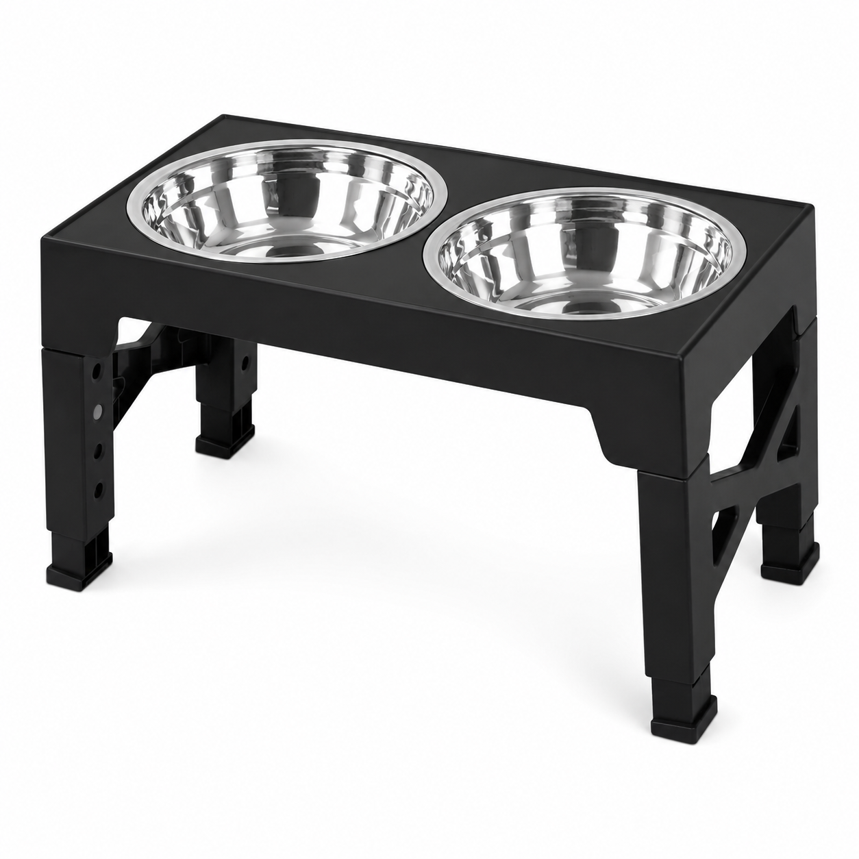 Adjustable Elevated Dog Bowl Stand with 2 Stainless Steel Bowls
