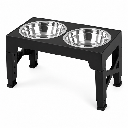 Adjustable Elevated Dog Bowl Stand with 2 Stainless Steel Bowls