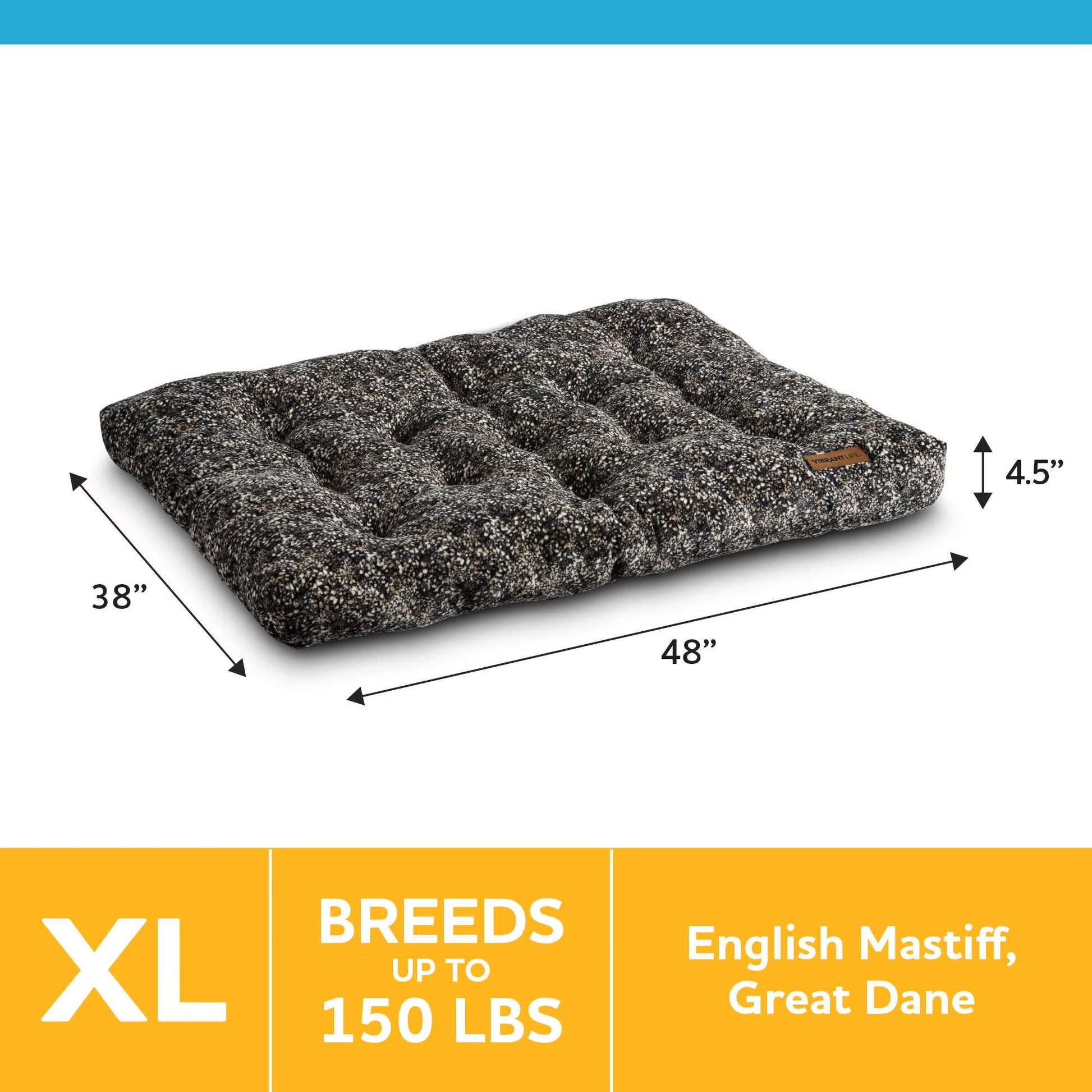 Extra Large Dog Bed, Plush Pillow Bed for Large Dogs, Extra Large, 38" X 48", Black