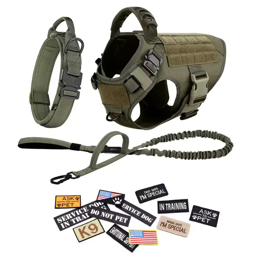 Tactical Dog Harness Leash Collar Set Large Dogs #Summervibes #Petlovers German Shepherd Malinois Training Walking Vest for All Breeds Dog