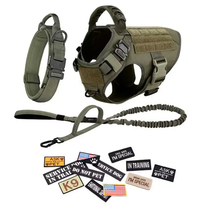 Tactical Dog Harness Leash Collar Set Large Dogs #Summervibes #Petlovers German Shepherd Malinois Training Walking Vest for All Breeds Dog