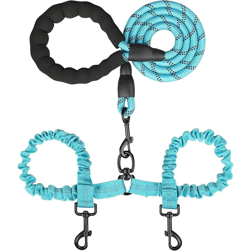 Dual Dog Leash, 360° Swivel Striped Pet Leash with Tangle-Free Design, Detachable Feature, Comfortable Grip for 2 Dogs’ Walking & Training, Arm Relief,Summervibes