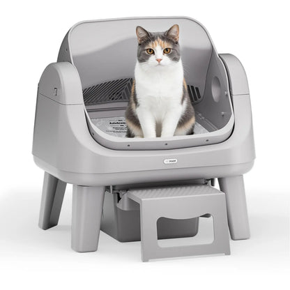 Petpivot Autoscooper 12 Lite Open Top Self Cleaning Cat Litter Box, Automatic Litter Box with 7 Pairs of Safety Sensors, Anti-Pinch Protection, Easy Access Step for Senior Cats Summervibes Petlovers