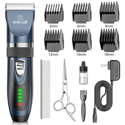 Dog Clippers 50Db Low Noise, 2-Speed Quiet Dog Grooming Kit Rechargeable Cordless Pet Hair Clipper Trimmer Shaver for Small and Large Dogs Cats Animals - Navy