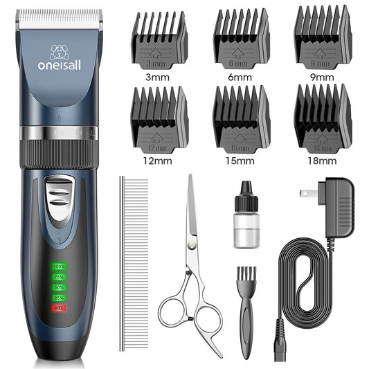 Dog Clippers 50Db Low Noise, 2-Speed Quiet Dog Grooming Kit Rechargeable Cordless Pet Hair Clipper Trimmer Shaver for Small and Large Dogs Cats Animals - Navy