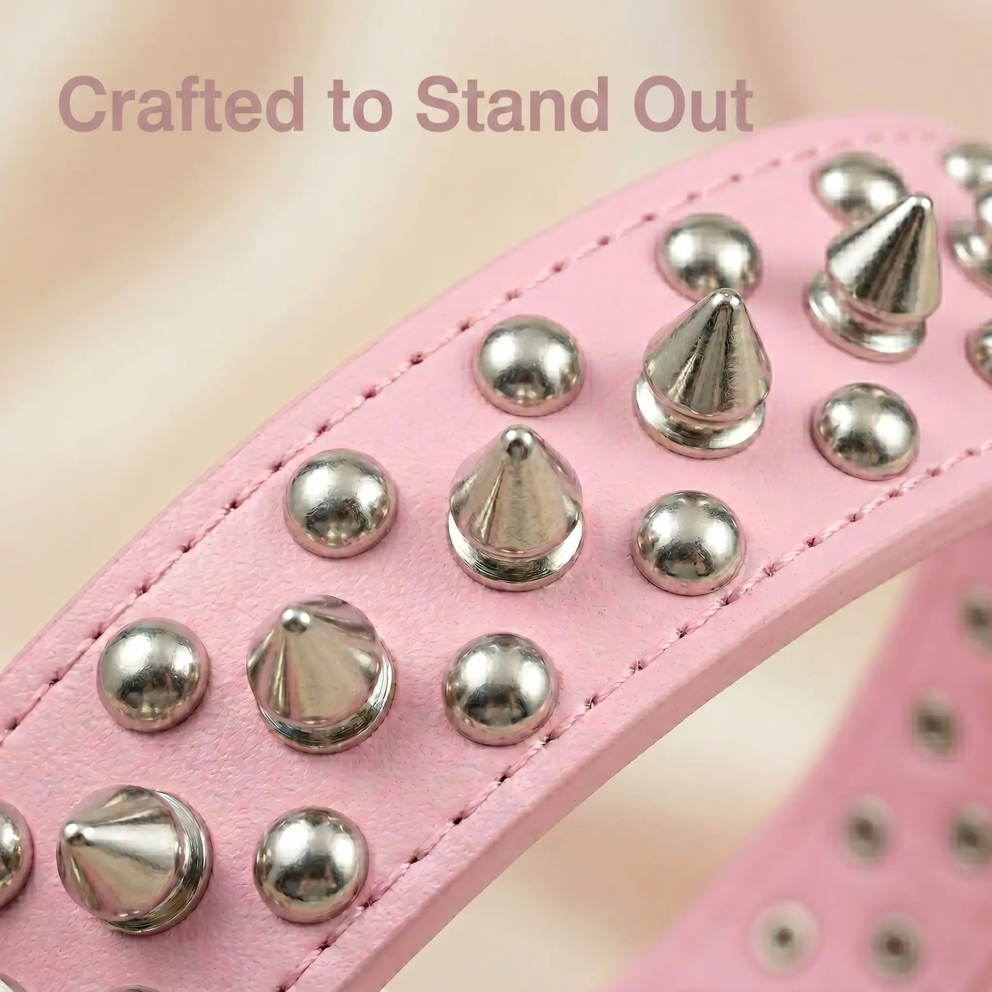 Adjustable Spiked Dog Collar for Small Medium Large Dogs, Durable PU Leather Studded Pet Collar for Daily Use