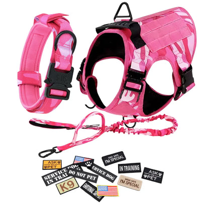 Tactical Dog Harness Leash Collar Set Large Dogs #Summervibes #Petlovers German Shepherd Malinois Training Walking Vest for All Breeds Dog