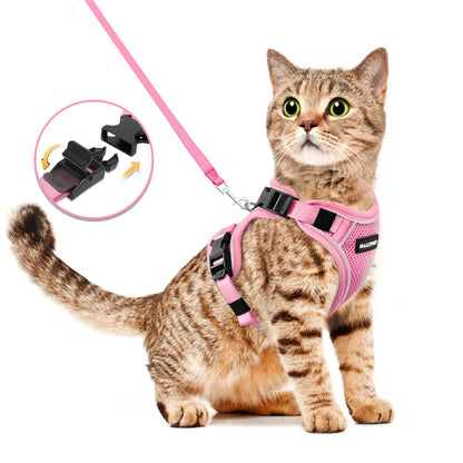 Adjustable Pet Harness & Leash Set,Counts Breathable Mesh Cat Harness with Leash,Escape Proof Harness, Pet Supplies for Outdoor Walking Fathersdaygift